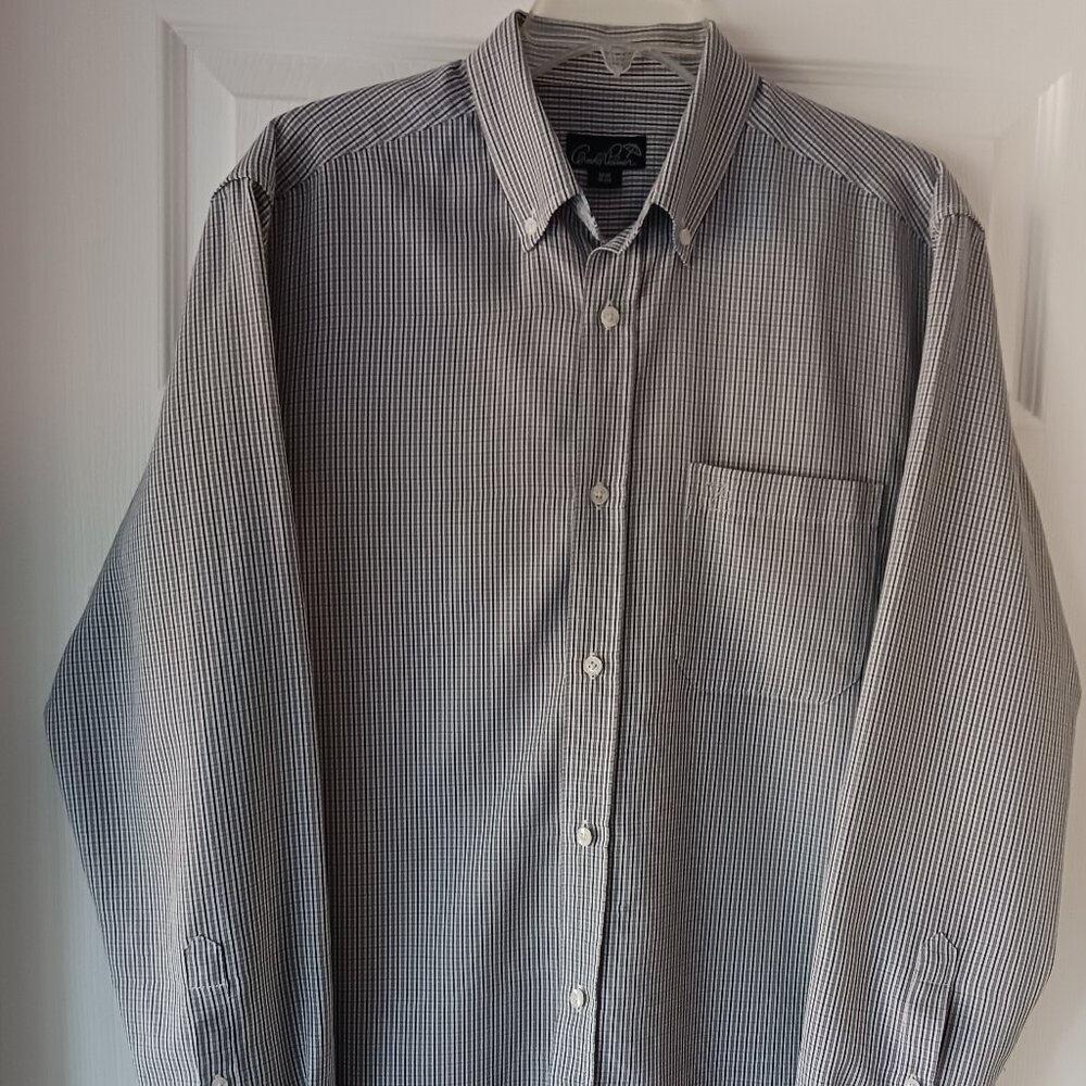 Arnold Palmer Men's Long Sleeve Button Down Plaid Dress Shirt Casual Size 15.5 M